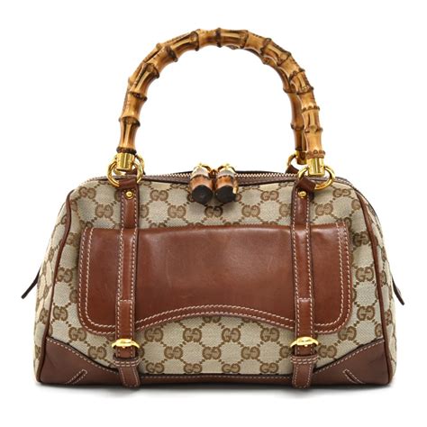 antique gucci leater bag with bamboo front|Gucci bamboo bags.